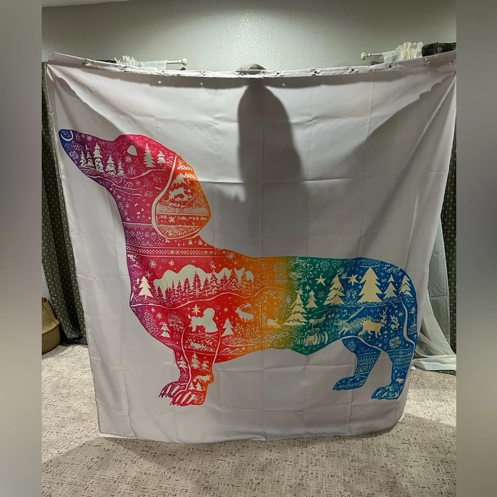 New Light Purple Colorful Dachshund Shower Curtain